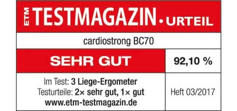 cardiostrong Liegeergometer BC70 „Sehr gut” im Liegeergometer-Test