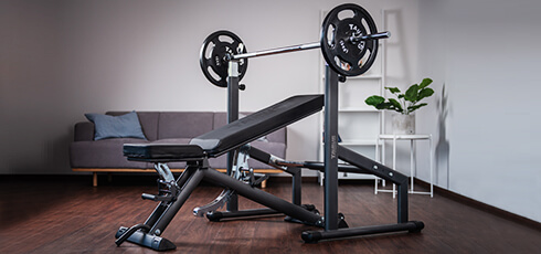Set musculation Taurus | Banc B900, rack à squat et kit de 75 kg Râtelier pour haltères Deluxe : stable et flexible à la fois